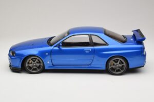 Nissan Skyline GT-R R34 V-Spec II Blu Metallizzato OEM Cerchi KK-Scale 1:12 KKDC120211-1 Pressofusione — immagine 4 di 8
