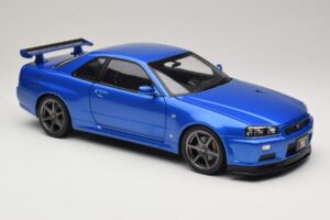 Nissan Skyline GT-R R34 V-Spec II Blu Metallizzato OEM Cerchi KK-Scale 1:12 KKDC120211-1 Pressofusione — immagine 6 di 8
