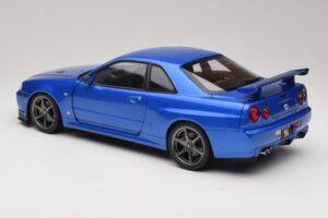 Nissan Skyline GT-R R34 V-Spec II Blu Metallizzato OEM Cerchi KK-Scale 1:12 KKDC120211-1 Pressofusione — immagine 7 di 8