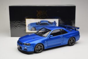 Nissan Skyline GT-R R34 V-Spec II Blu Metallizzato OEM Cerchi KK-Scale 1:12 KKDC120211-1 Pressofusione — immagine 8 di 8