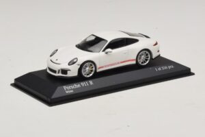Porsche 911 991.1 R Bianco Con Strisce Rosse Minichamps 1:43 410066220 Pressofusione