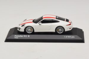 Porsche 911 991.1 R Bianco Con Strisce Rosse Minichamps 1:43 410066220 Pressofusione — immagine 2 di 6
