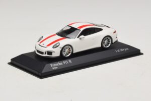 Porsche 911 991.1 R Bianco Con Strisce Rosse Minichamps 1:43 410066220 Pressofusione — immagine 3 di 6