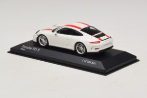 Porsche 911 991.1 R Bianco Con Strisce Rosse Minichamps 1:43 410066220 Pressofusione — immagine 4 di 6