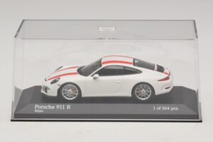 Porsche 911 991.1 R Bianco Con Strisce Rosse Minichamps 1:43 410066220 Pressofusione — immagine 5 di 6