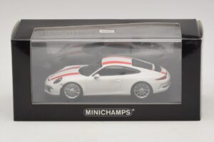 Porsche 911 991.1 R Bianco Con Strisce Rosse Minichamps 1:43 410066220 Pressofusione — immagine 6 di 6
