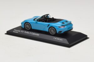 Porsche 911 991.1 Turbo S Cabriolet Blu Minichamps 1:43 410067182 Pressofusione — immagine 3 di 5