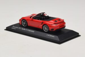 Porsche 911 991.1 Turbo S Cabriolet Rosso Minichamps 1:43 410067180 Pressofusione — immagine 3 di 5