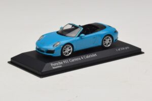 Porsche 911 991.2 Carrera 4 Cabriolet Blu Minichamps 1:43 410067232 Pressofusione — immagine 2 di 5