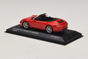 Porsche 911 991.2 Carrera 4 Cabriolet Rosso Minichamps 1:43 410067230 Pressofusione — immagine 3 di 5