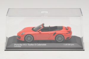 Porsche 911 991 Turbo S Cabriolet Arancione Minichamps 1:43 410067181 Pressofusione — immagine 4 di 5